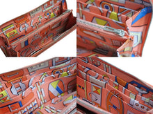 Load image into Gallery viewer, HERMES エルメス アザップロングシルクインヴキー 長財布 A刻印 レザー シルク フランス製 オレンジ シルバー金具 美品 中古 4b003391