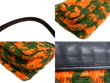 Load image into Gallery viewer, MIUMIU ミュウミュウ ワンショルダーバッグ ハンドバッグ 2way レザー ウール ブラック マルチカラー ゴールド金具 美品 中古 4b003450