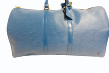 Load image into Gallery viewer, LOUIS VUITTON ルイヴィトン エピ キーポル55 ボストンバッグ レザー ブルー M42955 ロゴ 旅行バッグ 青 鞄 美品 中古 4b003521