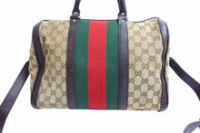 Load image into Gallery viewer, GUCCI グッチ ボストンバッグ ハンドバッグ シェリーライン 247205 GGキャンバス ベージュ ゴールド金具 美品 中古 4b003540