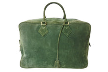 Load image into Gallery viewer, HERMES エルメス プリュム45 ボストンバッグ ハンドバッグ ドブリス ヴォーベロア スウェード グリーン 刻印不鮮明 GD金具 美品 中古 4b003550