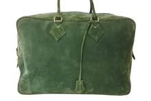 Load image into Gallery viewer, HERMES エルメス プリュム45 ボストンバッグ ハンドバッグ ドブリス ヴォーベロア スウェード グリーン 刻印不鮮明 GD金具 美品 中古 4b003550
