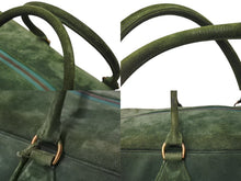 Load image into Gallery viewer, HERMES エルメス プリュム45 ボストンバッグ ハンドバッグ ドブリス ヴォーベロア スウェード グリーン 刻印不鮮明 GD金具 美品 中古 4b003550