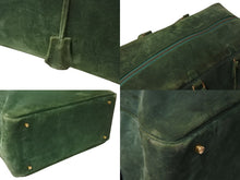 Load image into Gallery viewer, HERMES エルメス プリュム45 ボストンバッグ ハンドバッグ ドブリス ヴォーベロア スウェード グリーン 刻印不鮮明 GD金具 美品 中古 4b003550