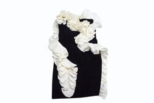Load image into Gallery viewer, LANVIN ランバン ヴィンテージ ドレス ベロア コットン フランス製 ブラック ホワイト 美品 中古 4b003724