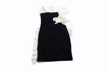 Load image into Gallery viewer, LANVIN ランバン ヴィンテージ ドレス ベロア コットン フランス製 ブラック ホワイト 美品 中古 4b003724
