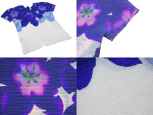 Load image into Gallery viewer, me ISSEY MIYAKE ミー イッセイミヤケ 花柄 プリーツ 半袖 カットソー パープル ホワイト ポリエステル Mi61FJ401 サイズF 美品 中古 4b003829