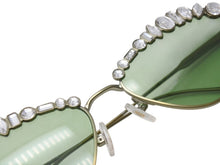 Load image into Gallery viewer, 極美品 SWAROVSKI スワロフスキー ステートメント キャッツアイシェイプ サングラス ラインストーン Sk7009 グリーン 中古 4b003855