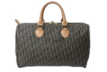 Load image into Gallery viewer, 極美品 Christian Dior クリスチャンディオール ボストンバッグ トロッター柄 ブラック ベージュ PVC レザー ゴールド金具 総柄 中古 4b003904