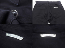 Load image into Gallery viewer, 極美品 CHROME HEARTS クロムハーツ フレアニーステッチデニムパンツ 255536 コットン シルバー925 サイズ26 ブラック 中古 4b004067