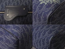 Load image into Gallery viewer, Dior ディオール DENIM TEARS デニムティアーズ ランゴ50 ボストンバッグ 2WAY オブリーク ピースサイン レザー コットンデニム ネイビー シルバー金具 美品 中古 4b004427