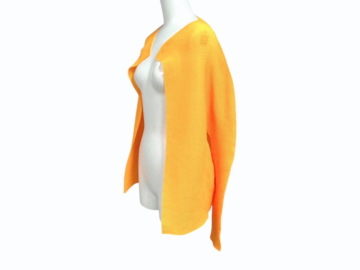 【イッセイミヤケ】オレンジ シフォン プリーツ長袖トップス PLEATS PLEASE プリーツプリーズ PP33-FK351 ISSEY MIYAKE