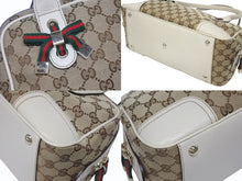 Load image into Gallery viewer, GUCCI グッチ ミニボストンバッグ ハンドバッグ 161720 486628 GGキャンバス レザー ベージュ ホワイト 美品 中古 4b005323