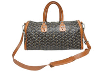 Load image into Gallery viewer, GOYARD ゴヤール クロワジュール 40 ボストンバッグ 2010s PVC レザー ブラック ブラウン シルバー金具 良品 中古 4b005327