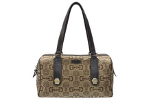 Load image into Gallery viewer, Gucci グッチ ボストンバッグ ホースビット刺繍 カーキ 248270 キャンバス ブラウン ベージュ 美品 中古 4b005845