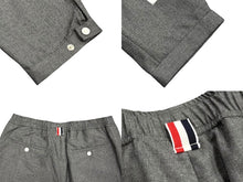画像をギャラリービューアに読み込む, THOM BROWNE トムブラウン ストライプ スラックス MTT012A-00626035 イージーウェスト グレー サイズ4 美品 中古 4b006907