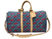 Load image into Gallery viewer, 新品同様 LOUIS VUITTON ルイヴィトン LV × TM キーポル バンドリエール 45 チェリー デニム モノグラム 村上隆 M13875 中古 4b007753