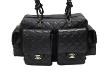 画像をギャラリービューアに読み込む, 極美品 CHANEL シャネル カンボンライン マルチポケット カンボンライン ボストンバッグ 9番台 カーフレザー ブラック ピンク 中古 4b008119