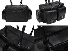 Load image into Gallery viewer, 極美品 CHANEL シャネル カンボンライン マルチポケット カンボンライン ボストンバッグ 9番台 カーフレザー ブラック ピンク 中古 4b008119