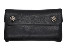 Load image into Gallery viewer, CHROME HEARTS クロムハーツ ウェーブウォレット 長財布 クロスボールボタン ダガージップ シルバー925 レザー ブラック 美品 中古 4b008182