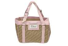 画像をギャラリービューアに読み込む, CHRISTIAN DIOR クリスチャンディオール トロッターライン ハンドバッグ ロゴプレート 03-BM-0056 ベージュ ピンク 美品 中古 4b008186