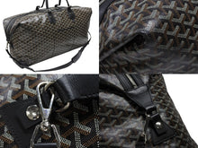 Load image into Gallery viewer, GOYARD ゴヤール ボーイング65 ボストンバッグ ヘリンボーン ゴヤールデインキャンバス ブラック シルバー金具 スト付き 美品 中古 4b008317