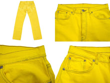 Load image into Gallery viewer, CHROME HEARTS クロムハーツ LEVI'S リーバイス クロスパッチ ウォッシュドデニムパンツ イエロー サイズ31 美品 中古 4c066986