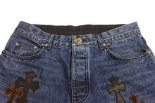 Load image into Gallery viewer, CHROME HEARTS クロムハーツ ウォッシュド デニムパンツ クロスパッチ JEAN STRTLG FBRC インディゴ サイズ34 美品 中古 4c067410