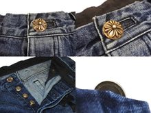 Load image into Gallery viewer, CHROME HEARTS クロムハーツ ウォッシュド デニムパンツ クロスパッチ JEAN STRTLG FBRC インディゴ サイズ34 美品 中古 4c067410