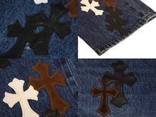 Load image into Gallery viewer, CHROME HEARTS クロムハーツ ウォッシュド デニムパンツ クロスパッチ JEAN STRTLG FBRC インディゴ サイズ34 美品 中古 4c067410