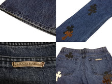 Load image into Gallery viewer, CHROME HEARTS クロムハーツ ウォッシュド デニムパンツ クロスパッチ JEAN STRTLG FBRC インディゴ サイズ34 美品 中古 4c067410