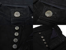 Load image into Gallery viewer, CHROME HEARTS クロムハーツ フレアニー デニムパンツ ブラック ホースシューボタン ロゴ シルバー925 サイズ29 美品 中古 4c067445