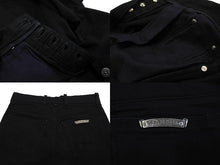 Load image into Gallery viewer, CHROME HEARTS クロムハーツ フレアニー デニムパンツ ブラック ホースシューボタン ロゴ シルバー925 サイズ29 美品 中古 4c067445
