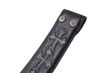 Load image into Gallery viewer, CHROME HEARTS クロムハーツ クロスパッチ ベルトストラップ サイズ30 レザー シルバー925 ブラック 美品 中古 4c067449