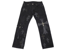Load image into Gallery viewer, 新品未使用 ChromeHearts クロムハーツ リーバイス デニムパンツ クロスパッチ CHクロス ボタン ブラック 31 中古 4c067553