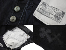 Load image into Gallery viewer, 新品未使用 ChromeHearts クロムハーツ リーバイス デニムパンツ クロスパッチ CHクロス ボタン ブラック 31 中古 4c067553