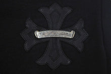 Load image into Gallery viewer, CHROME HEARTS クロムハーツ スウェットパンツ スクロールラベルCH クロスレザーパッチ 2214-304-9000 Lサイズ ブラック 美品 中古 4c067886