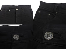 Load image into Gallery viewer, CHROME HEARTS クロムハーツ フレハニー デニムパンツ ホースシューボタン コットン シルバー925 ブラック 美品 中古 4c067887