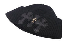 Load image into Gallery viewer, CHROME HEARTS クロムハーツ ビーニー ニット帽 クロスパッチ カシミヤ ブラック 美品 中古 4c067891