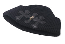 Load image into Gallery viewer, CHROME HEARTS クロムハーツ ビーニー ニット帽 クロスパッチ カシミヤ ブラック 美品 中古 4c067891
