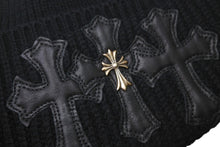 Load image into Gallery viewer, CHROME HEARTS クロムハーツ ビーニー ニット帽 クロスパッチ カシミヤ ブラック 美品 中古 4c067891