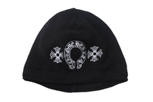 Load image into Gallery viewer, CHROME HEARTS クロムハーツ ビーニー サーマル ニット帽 2238 304 2209 ホースシュー アメリカ製 コットン ブラック 美品 中古 4c067892