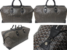 Load image into Gallery viewer, GOYARD ゴヤール ボーイング 55 ヘリンボーン PVC レザー ボストンバッグ ブラック 黒 美品 中古 4c068414