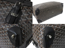 Load image into Gallery viewer, GOYARD ゴヤール ボーイング 55 ヘリンボーン PVC レザー ボストンバッグ ブラック 黒 美品 中古 4c068414