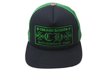Load image into Gallery viewer, CHROME HEARTS クロムハーツ トラッカー メッシュ キャップ 新型 ブラック グリーン コットン ロゴ 帽子 サイズOS シルバー金具 美品 中古 4c068415