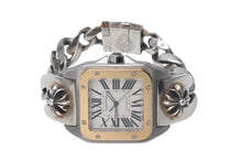 Load image into Gallery viewer, 極美品 CHROME HEARTS クロムハーツ カスタムオーダー カルティエ サントス100 LM W200728G コンビ 中古 4c068742ch