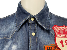 Load image into Gallery viewer, DSQUARED2 ディースクエアード 長袖シャツ ダンガリーシャツ ダメージ加工 18SS ブルー マルチカラー サイズ36 美品 中古 4c068747