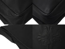 Load image into Gallery viewer, CHROME HEARTS クロムハーツ クロスパッチ レザーメールバッグ ショルダーバッグ レザーパッチ ブラック シルバ−925 美品 中古 4c069088