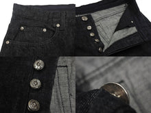 Load image into Gallery viewer, 新品未使用 CHROME HEARTS クロムハーツ フレアニー スターパッチ デニムパンツ サイズ36 ブラック コットン シルバー925 レザー 中古 4c069202