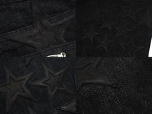 Load image into Gallery viewer, 新品未使用 CHROME HEARTS クロムハーツ フレアニー スターパッチ デニムパンツ サイズ36 ブラック コットン シルバー925 レザー 中古 4c069202
